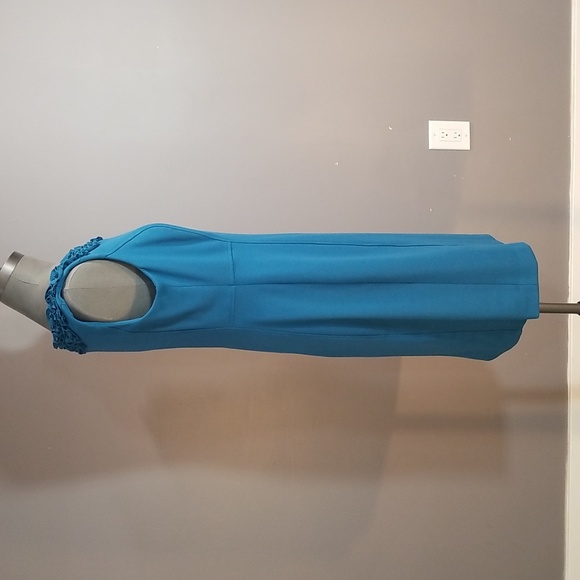 Charter Club teal dress size 10 with phenomenal neckline - Picture 5 of 10